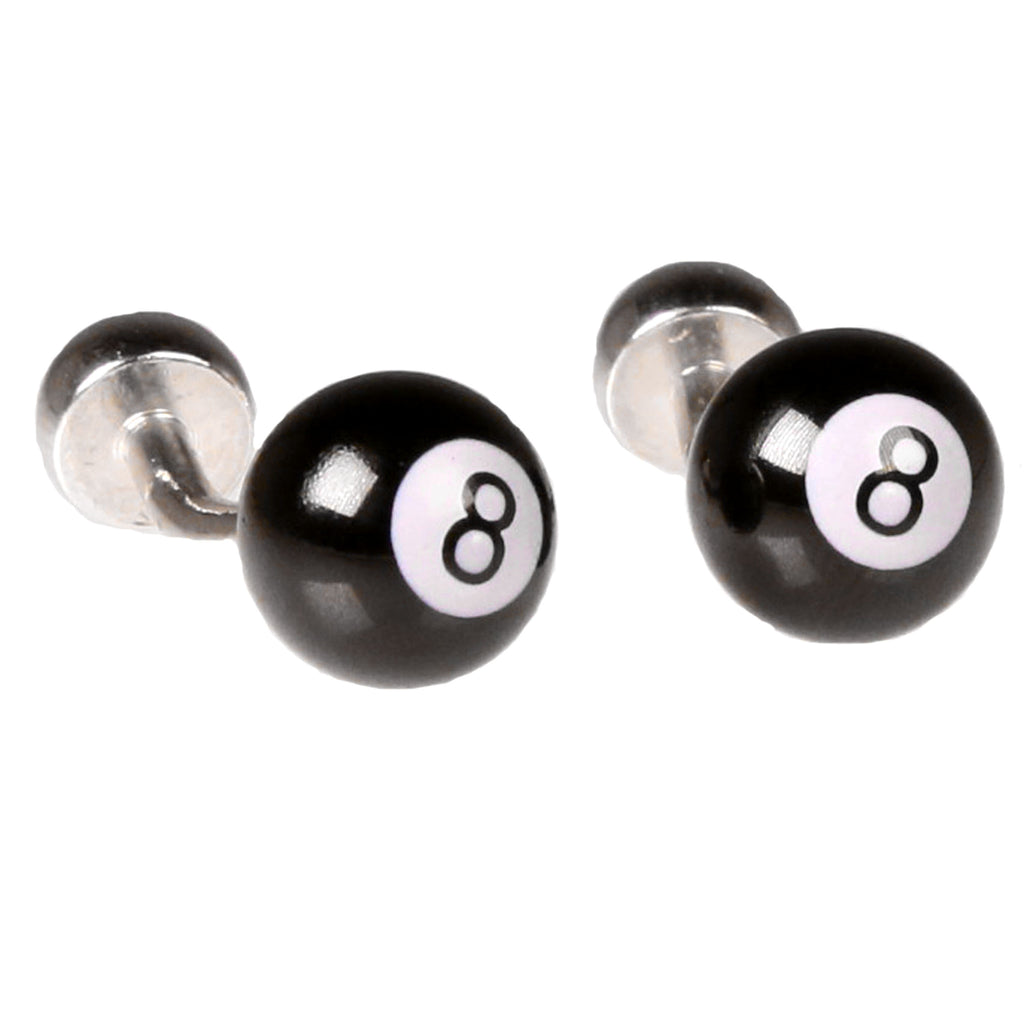 Silvertone Novelty 8 Ball Cufflinks with Jewelry Box - FHYINC best men