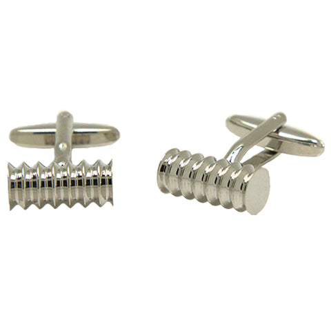 Silvertone Novelty Spiral Tube Cufflinks with Jewelry Box