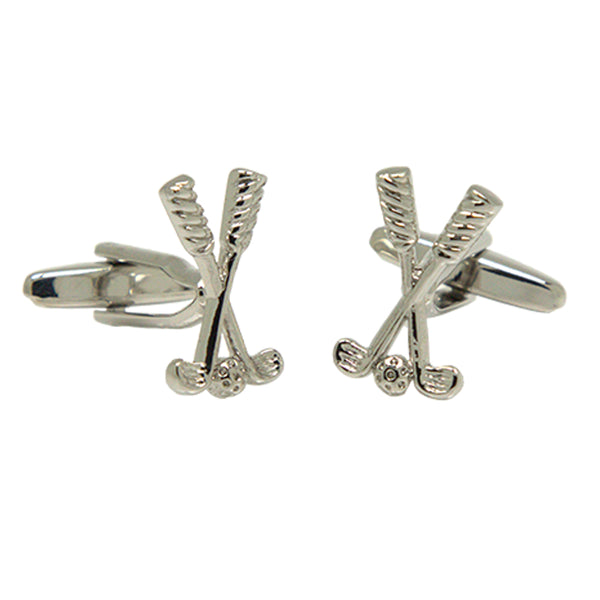 Silvertone Novelty Golf Clubs Cufflinks with Jewelry Box - FHYINC best men's suits, tuxedos, formal men's wear wholesale