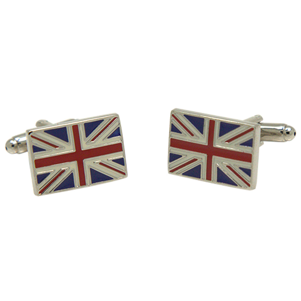Silvertone Novelty Great Britain Flag Cufflinks with Jewelry Box - FHYINC best men