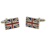 Silvertone Novelty Great Britain Flag Cufflinks with Jewelry Box - FHYINC best men's suits, tuxedos, formal men's wear wholesale