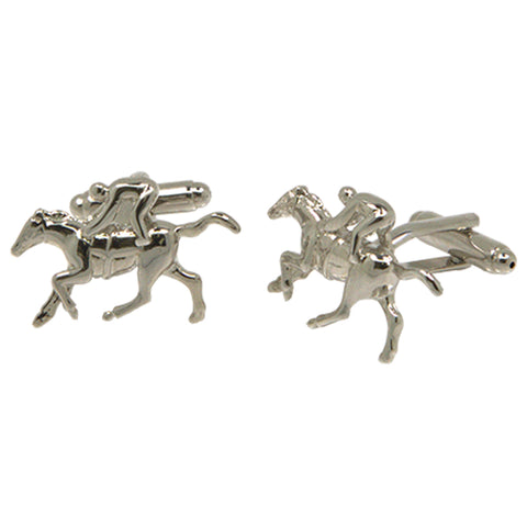 Silvertone Novelty Horse Jockey Cufflinks with Jewelry Box