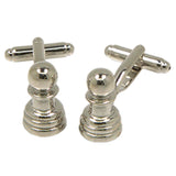 Silvertone Novelty Pawn Chess Piece Cufflinks with Jewelry Box - FHYINC best men's suits, tuxedos, formal men's wear wholesale