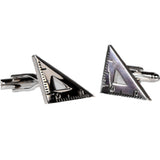 Silvertone Novelty Triangle Ruler Cufflinks with Jewelry Box - FHYINC best men's suits, tuxedos, formal men's wear wholesale