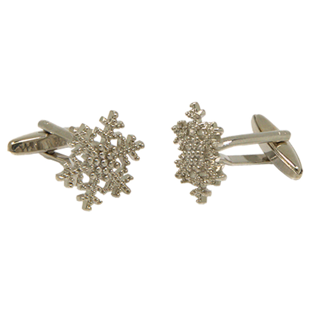 Silvertone Novelty Snowflake Cufflinks with Jewelry Box - FHYINC best men
