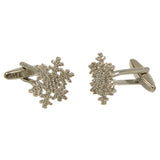 Silvertone Novelty Snowflake Cufflinks with Jewelry Box - FHYINC best men's suits, tuxedos, formal men's wear wholesale