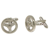 Silvertone Steering Wheel Cufflinks with Jewelry Box - FHYINC best men's suits, tuxedos, formal men's wear wholesale