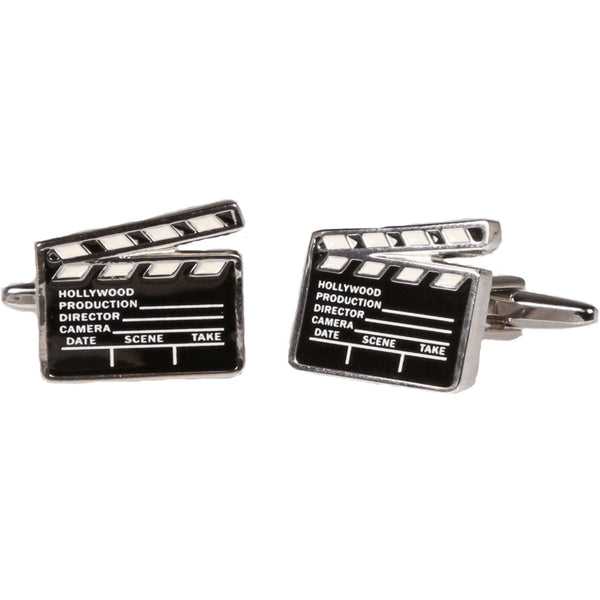 Silvertone Novelty Hollywood Movie Slate Cufflinks with Jewelry Box - FHYINC best men's suits, tuxedos, formal men's wear wholesale