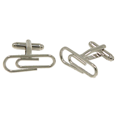 Silvertone Novelty Paperclip Cufflinks with Jewelry Box