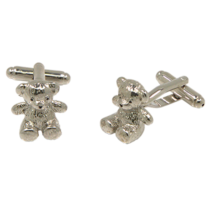 Men’s Silvertone Novelty Teddy Bear Cufflinks - FHYINC best men's suits, tuxedos, formal men's wear wholesale