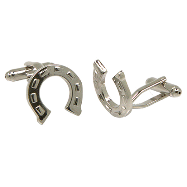 Silvertone Novelty Horseshoe Cufflinks with Jewelry Box - FHYINC best men's suits, tuxedos, formal men's wear wholesale