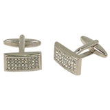 Silvertone Square Diamond Cufflinks with Jewelry Box - FHYINC best men's suits, tuxedos, formal men's wear wholesale