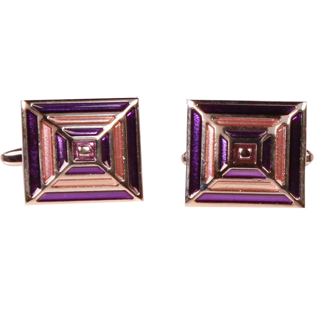 Silvertone Square Purple Gold Cufflinks with Jewelry Box - FHYINC best men