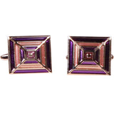 Silvertone Square Purple Gold Cufflinks with Jewelry Box - FHYINC best men's suits, tuxedos, formal men's wear wholesale