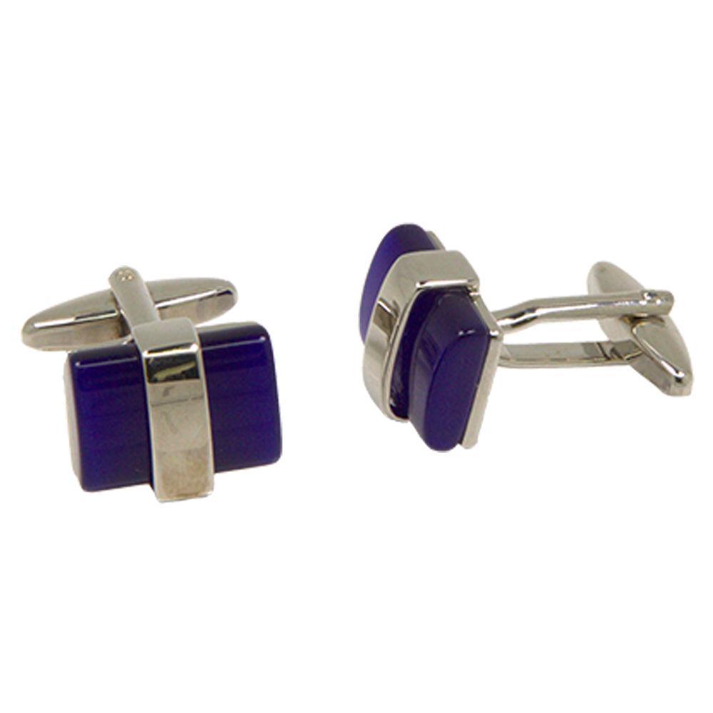 Silvertone Square Blue Cufflinks with Jewelry Box - FHYINC best men