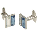 Silvertone Square Silver/Blue Cufflinks with Jewelry Box - FHYINC best men's suits, tuxedos, formal men's wear wholesale