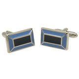 Silvertone Rectangle Blue Cufflinks with Jewelry Box - FHYINC best men's suits, tuxedos, formal men's wear wholesale