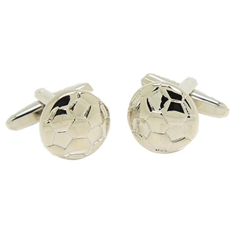 Silvertone Novelty Soccer Ball Cufflinks with Jewelry Box