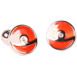 Silvertone Circle Red Cufflinks with Jewelry Box - FHYINC best men's suits, tuxedos, formal men's wear wholesale
