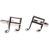 Silvertone Novelty Musical Note Cufflinks with Jewelry Box - FHYINC best men's suits, tuxedos, formal men's wear wholesale