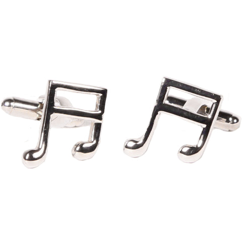 Silvertone Novelty Musical Note Cufflinks with Jewelry Box