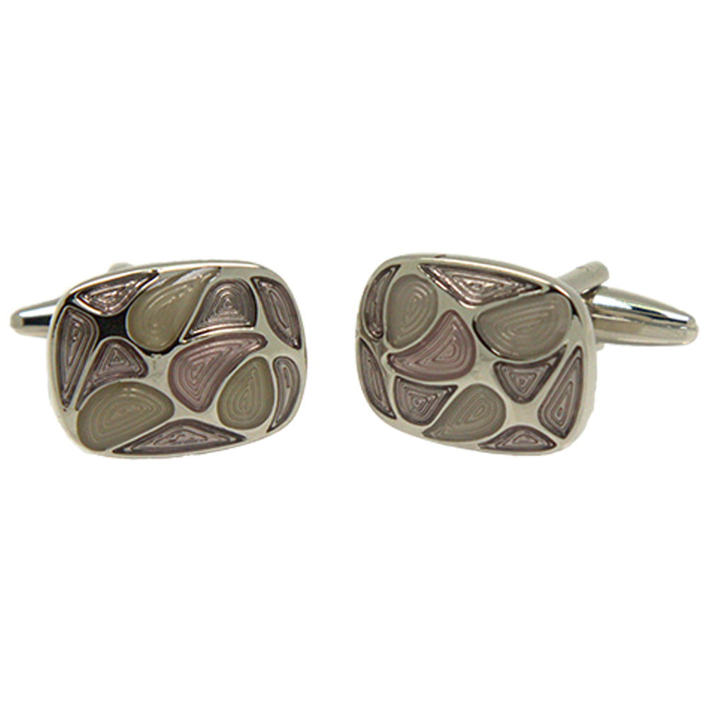Silvertone Geometric Pattern Cufflinks with Jewelry Box - FHYINC best men