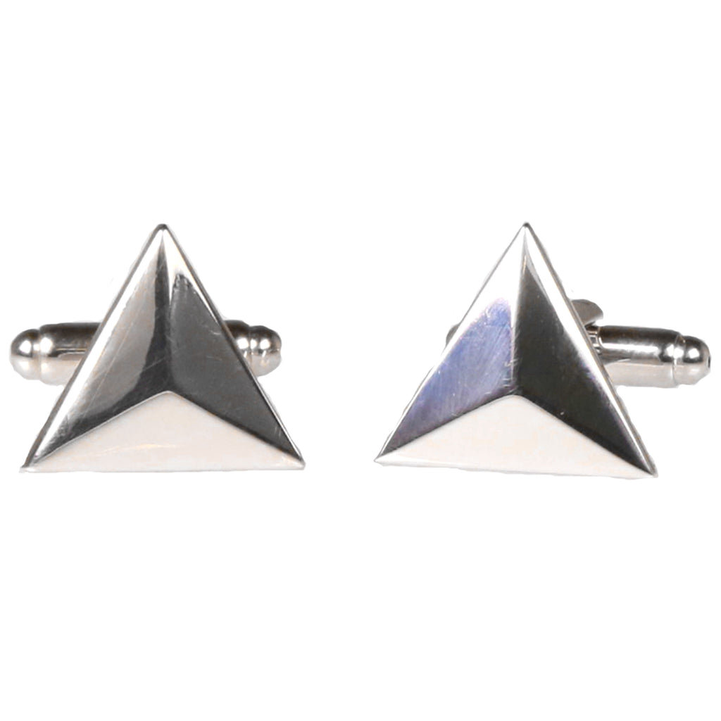 Silvertone Novelty Triangle Cufflinks with Jewelry Box - FHYINC best men