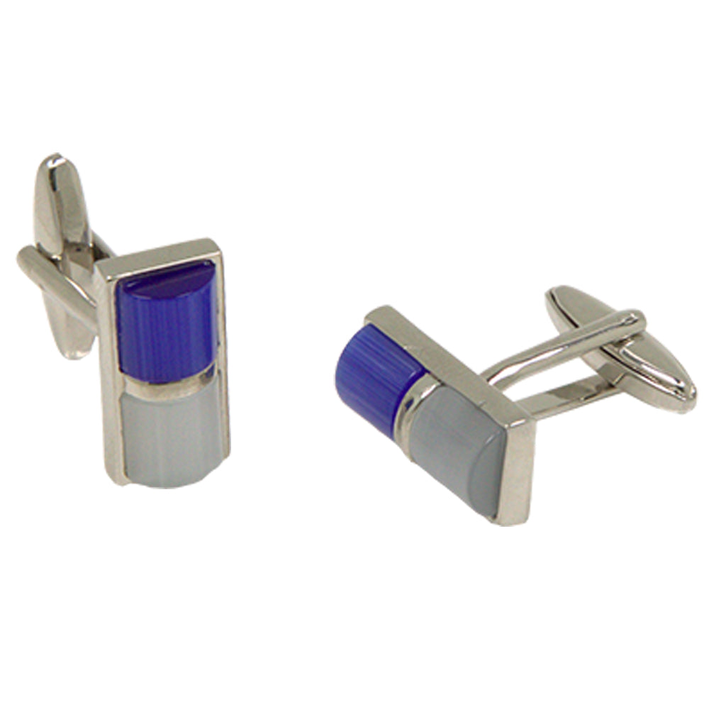 Silvertone Blue/White Gemstone Cufflinks with Jewelry Box - FHYINC best men