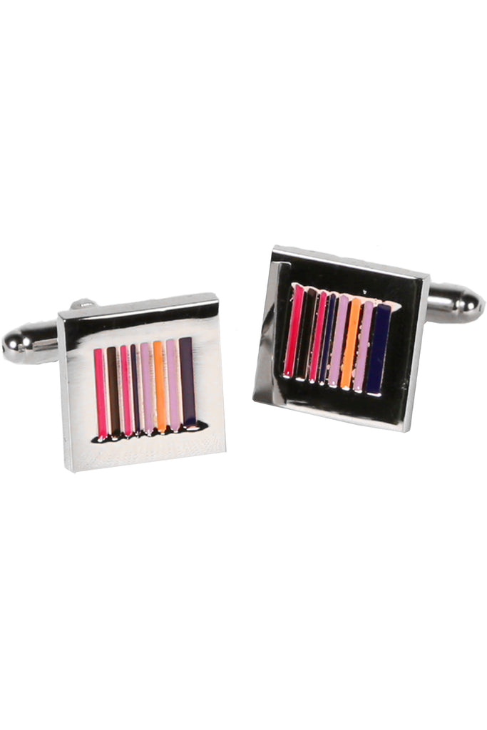 Silvertone Square Multicolor Cufflinks with Jewelry Box - FHYINC best men