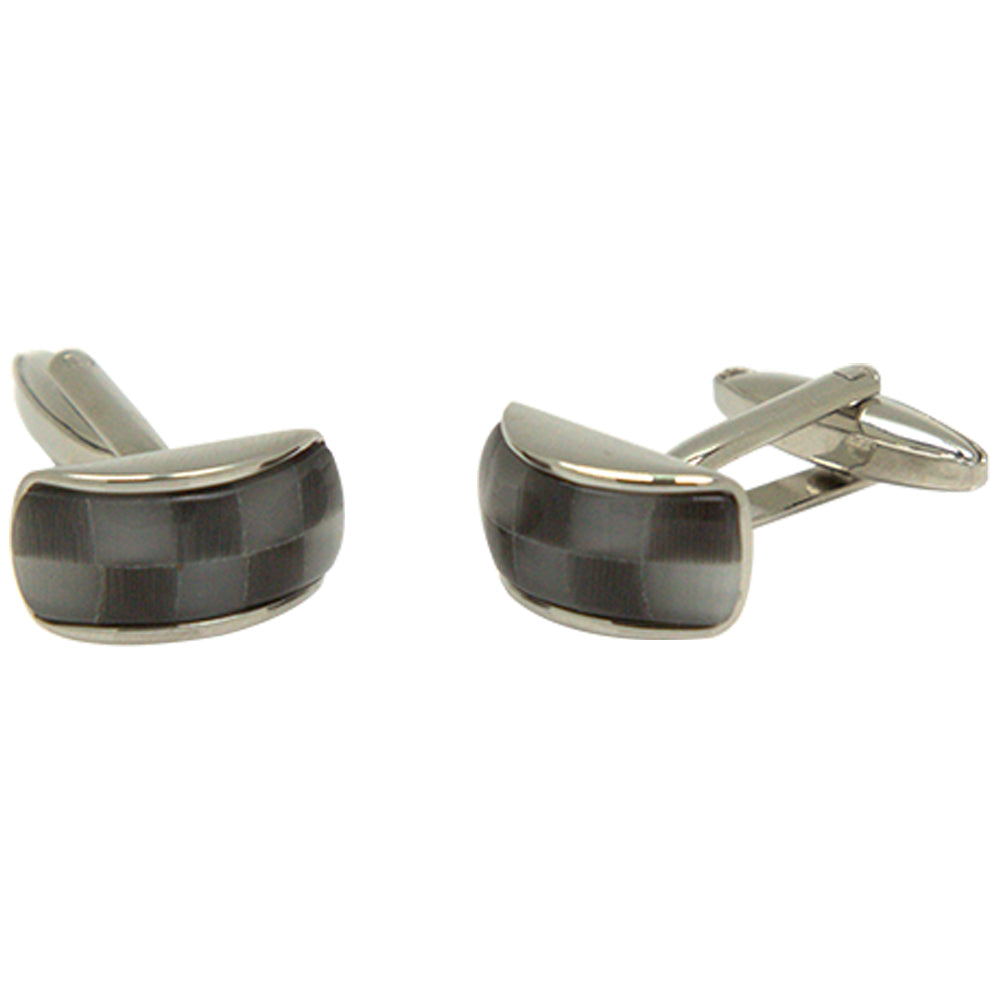 Silvertone Novelty Checkered Cufflinks with Jewelry Box - FHYINC best men
