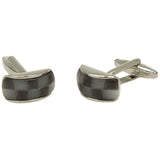 Silvertone Novelty Checkered Cufflinks with Jewelry Box - FHYINC best men's suits, tuxedos, formal men's wear wholesale