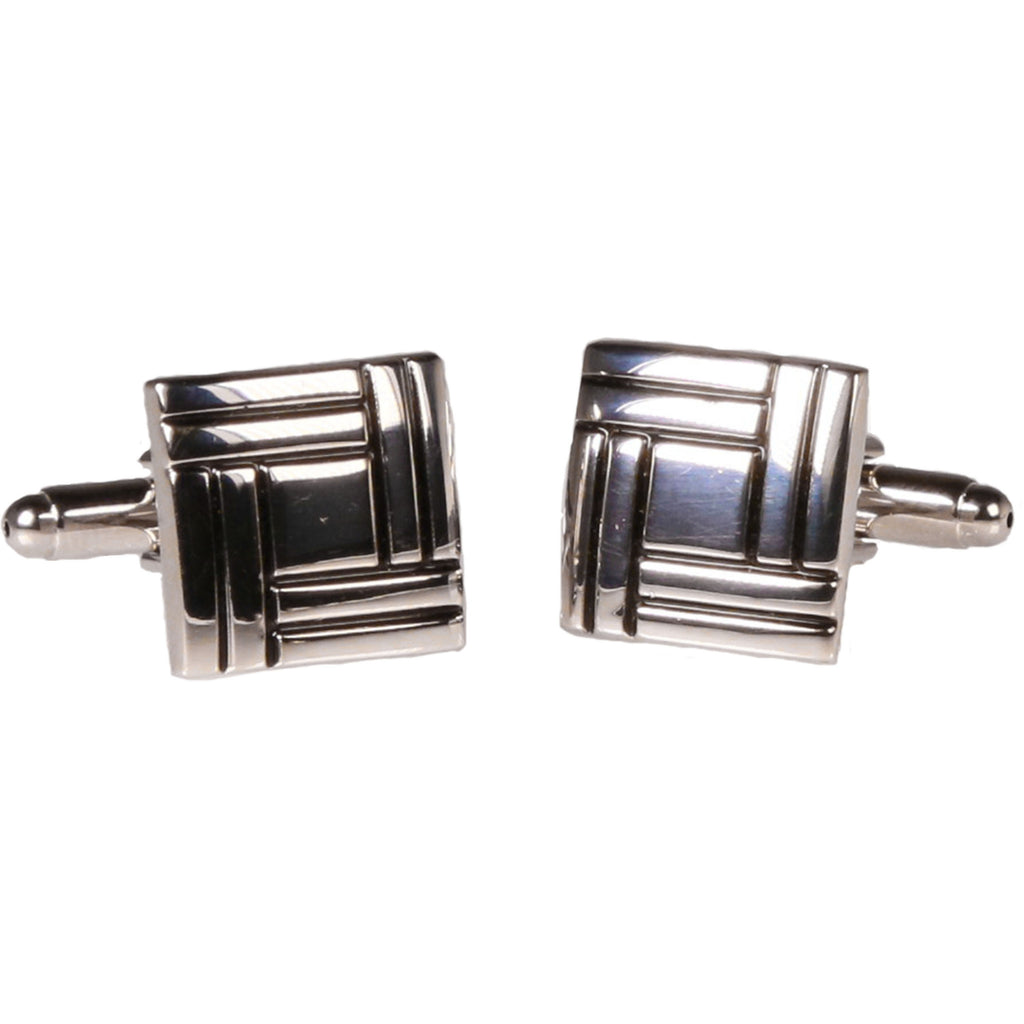 Silvertone Square Silver Quilt Cufflinks with Jewelry Box - FHYINC best men