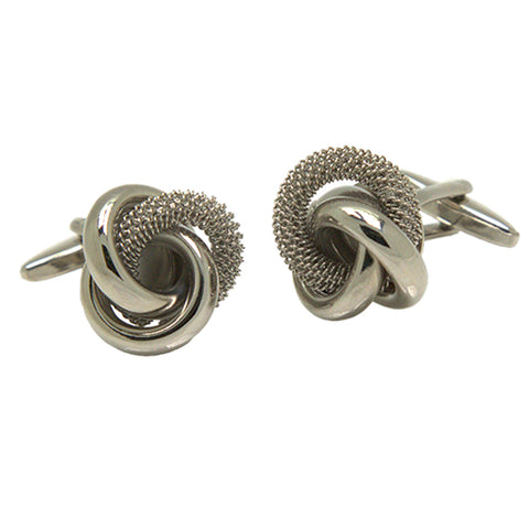 Silvertone Silver Rings Cufflinks with Jewelry Box