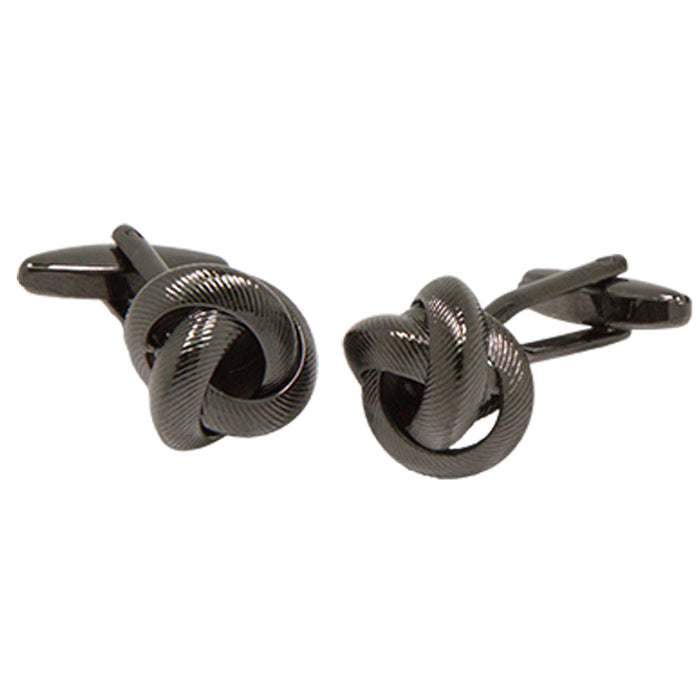 Men’s Silvertone Novelty Charcoal Knot Cufflinks - FHYINC best men's suits, tuxedos, formal men's wear wholesale