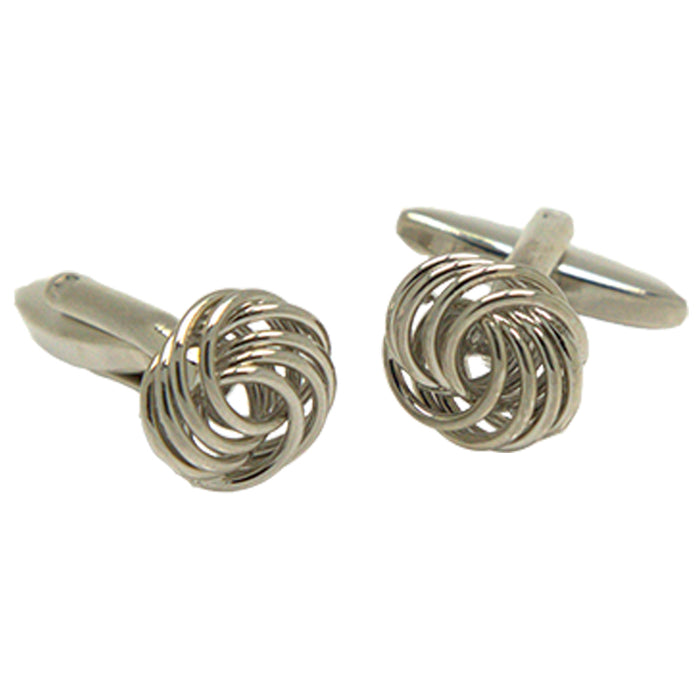 Men’s Silvertone Novelty Silver Coil Knot Cufflinks - FHYINC best men's suits, tuxedos, formal men's wear wholesale