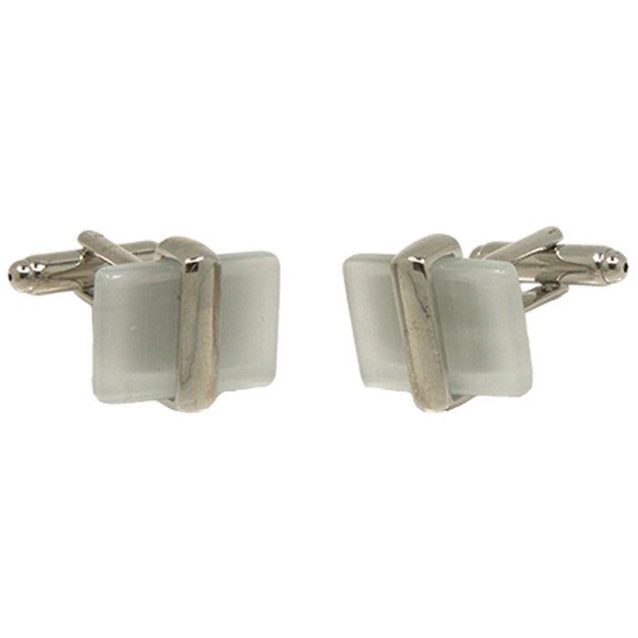 Men’s Silvertone Square Pearl Gemstone Cufflinks - FHYINC best men's suits, tuxedos, formal men's wear wholesale