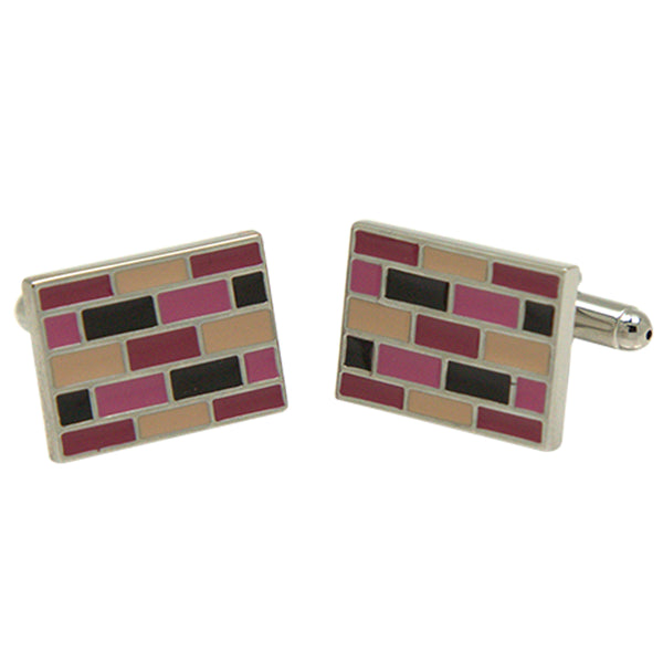 Silvertone Square Pink Cufflinks with Jewelry Box - FHYINC best men's suits, tuxedos, formal men's wear wholesale