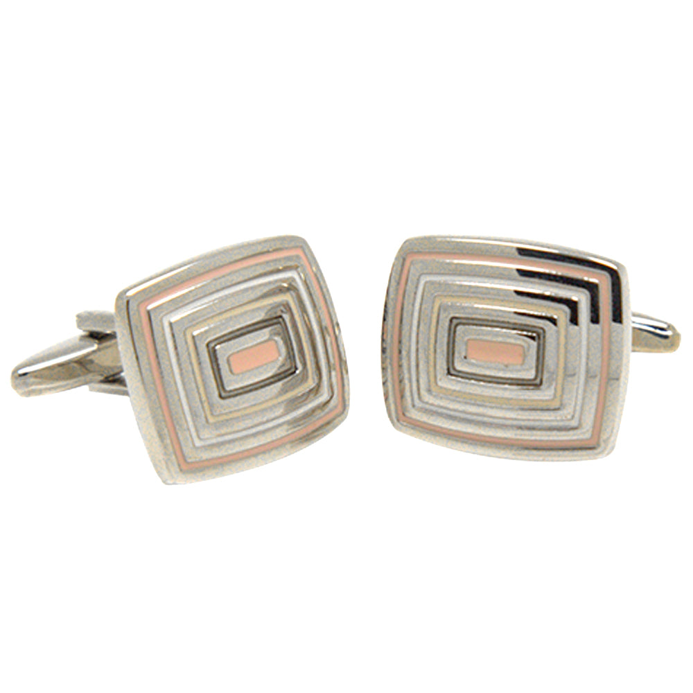 Silvertone Square Pink Squares Cufflinks with Jewelry Box - FHYINC best men
