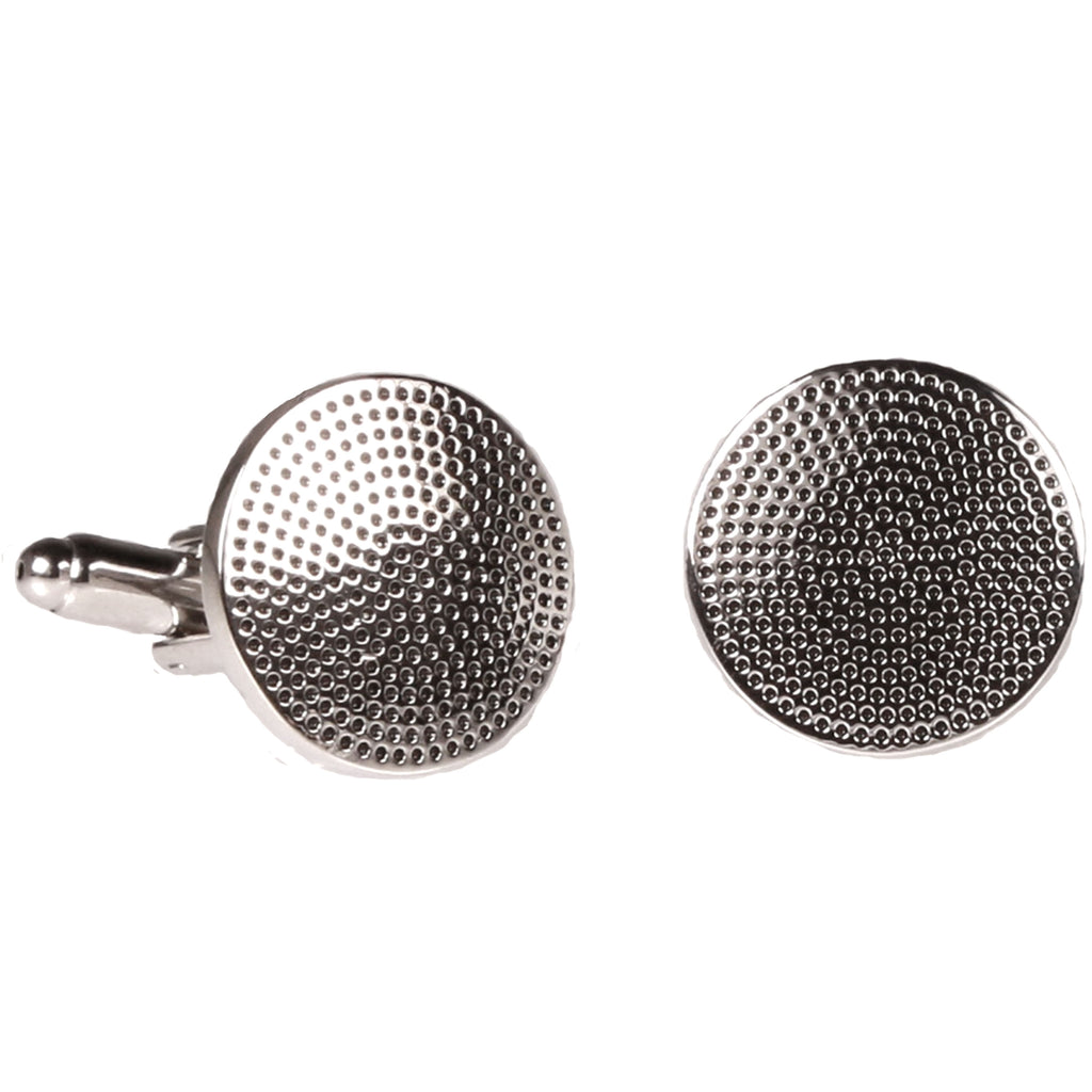 Silvertone Circular Silver Cufflinks with Jewelry Box - FHYINC best men