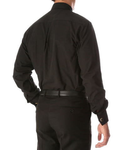 Black Clergy Deacon Bishop Priest Mandarin Half-Tab Collar Dress Shirt