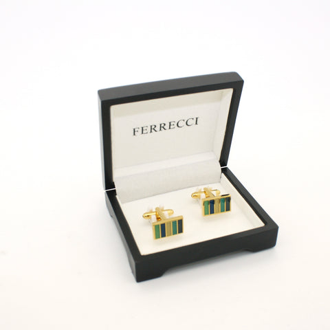 Goldtone Blue Cuff Links With Jewelry Box