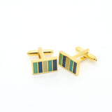 Goldtone Blue Cuff Links With Jewelry Box - FHYINC