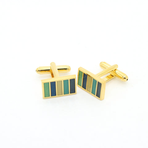 Goldtone Blue Cuff Links With Jewelry Box