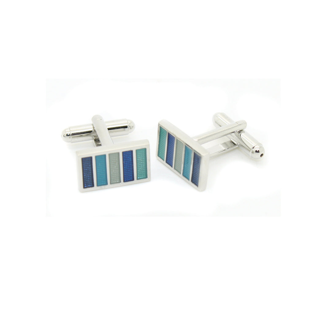 Silvertone Blue Cuff Links With Jewelry Box - FHYINC