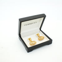 Goldtone Oval Crystal Gemstone Cuff Links With Jewelry Box - FHYINC