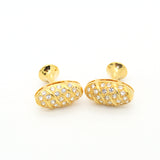 Goldtone Oval Crystal Gemstone Cuff Links With Jewelry Box - FHYINC
