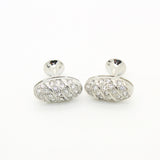 Silvertone Oval Crystal Gemstone Cuff Links With Jewelry Box - FHYINC