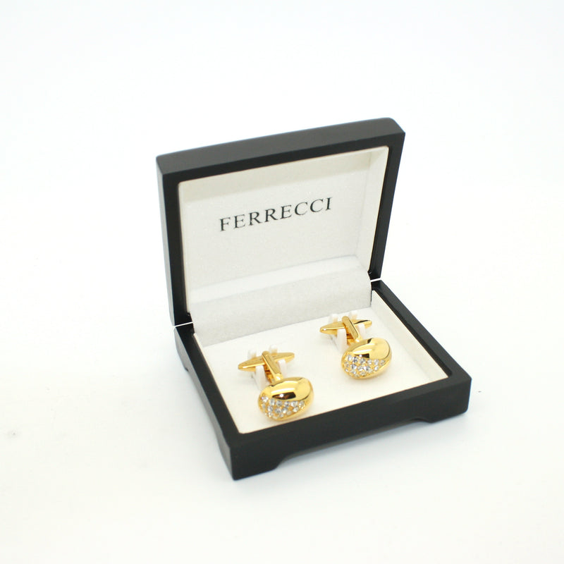 Goldtone Gemstone Cuff Links With Jewelry Box - FHYINC