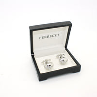 Silvertone Gemstone Cuff Links With Jewelry Box - FHYINC