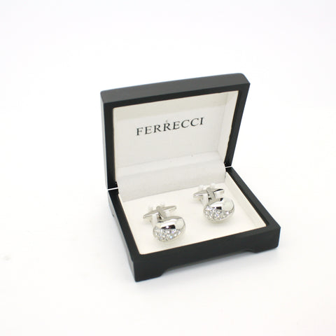 Silvertone Gemstone Cuff Links With Jewelry Box